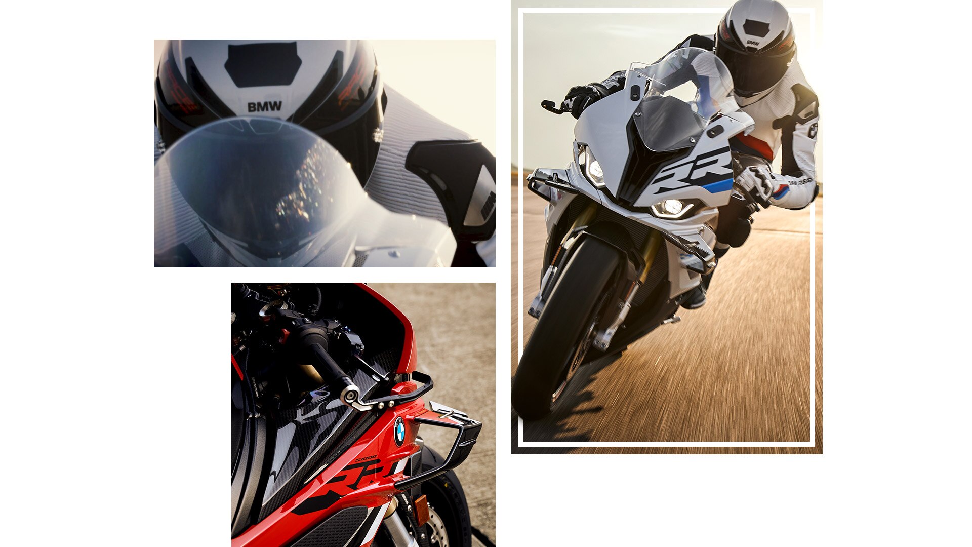 Kolaž posnetkov vožnje motornega kolesa S 1000 RR.
