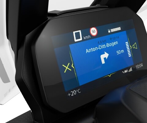 Zaslon TFT s sistemom BMW Motorrad Connectivity.