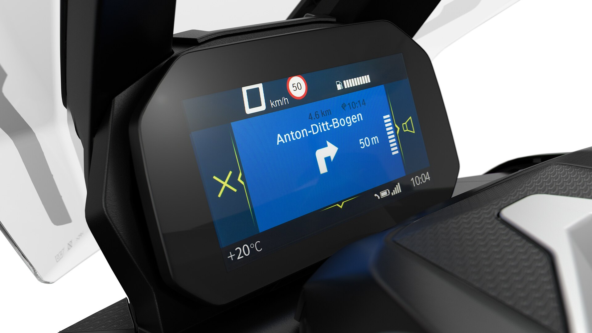 Zaslon TFT s sistemom BMW Motorrad Connectivity.
